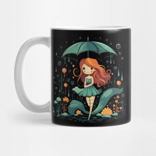 Mermaid Rainy Day With Umbrella Mug